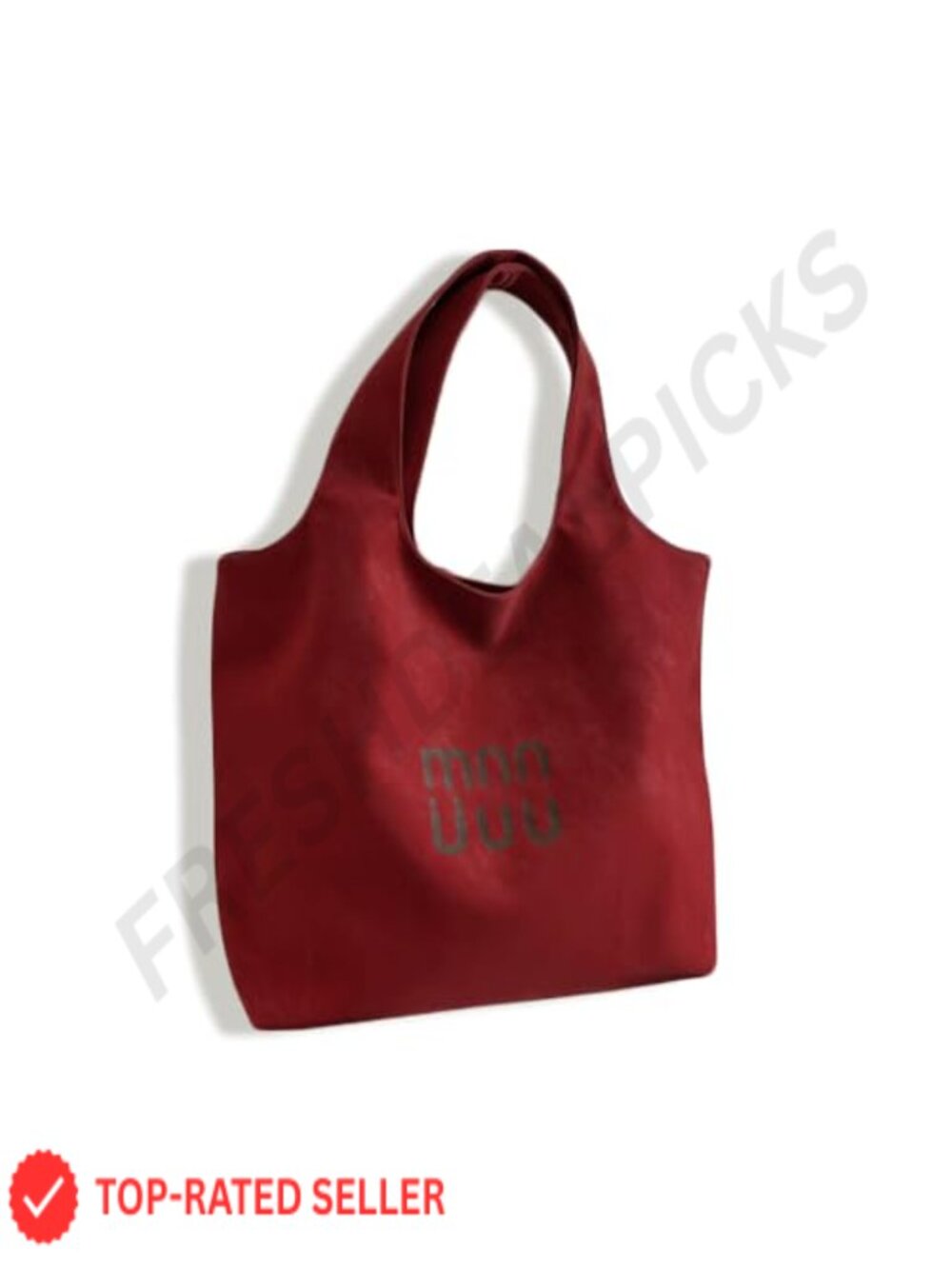 Slouchy Tote Bag with Letter Print, Large Capacity Leather Shoulder Purse, Hobo